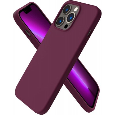 Husa iPhone 13 Pro Max, SIlicon Catifelat cu interior Microfibra, Burgundy